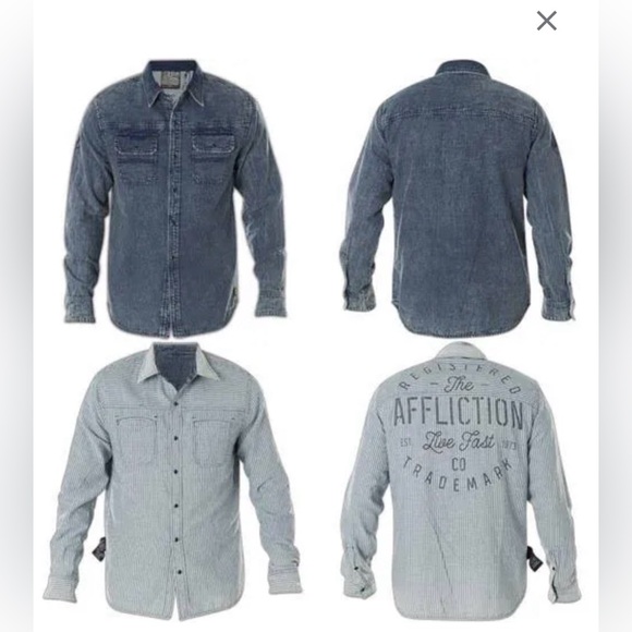 Affliction Other - Affliction Reversible Dark Blue Denim Shirt with Graphic Back
Size Medium